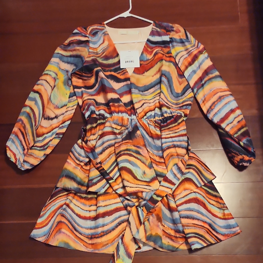 Marie Oliver Multicolor Wave Pattern Dress